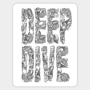 Deep Dive Sea Shell Typographic Design on White Magnet